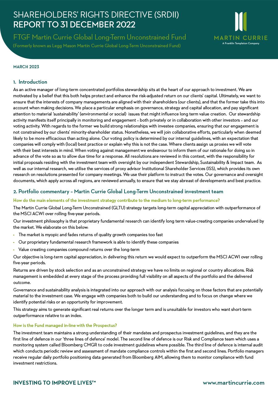 Legg Mason IF Martin Currie Global Long-Term Unconstrained Fund