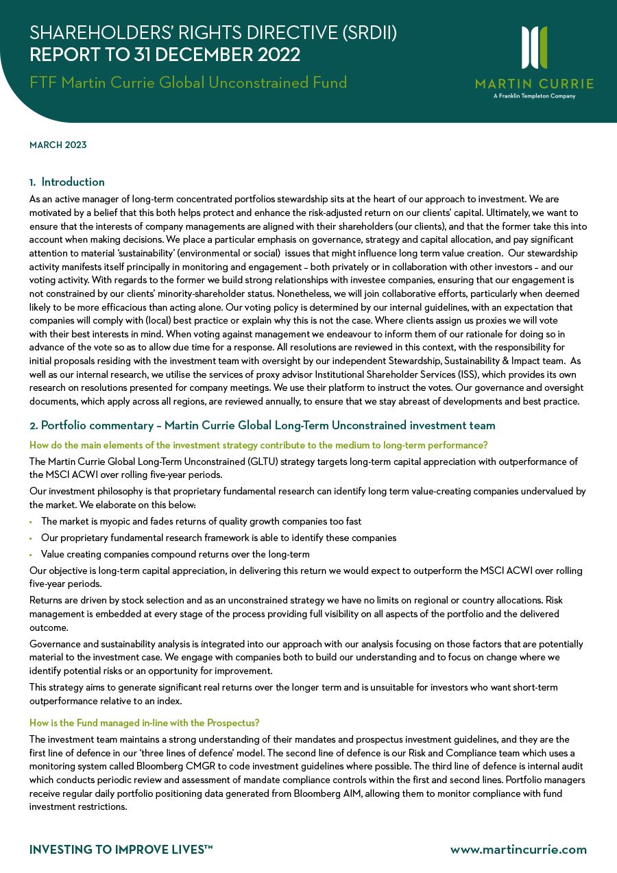 FTF Martin Currie Global Unconstrained Fund
