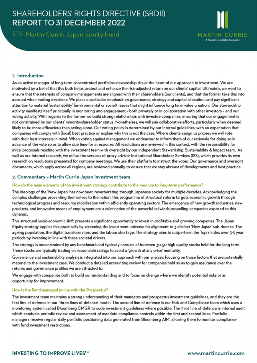 FTF Japan Equity Fund